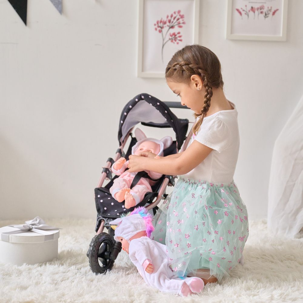 Olivia’s Little World Pin Up Doll Jogging Stroller & Retractable Canopy – Black - FAO Schwarz