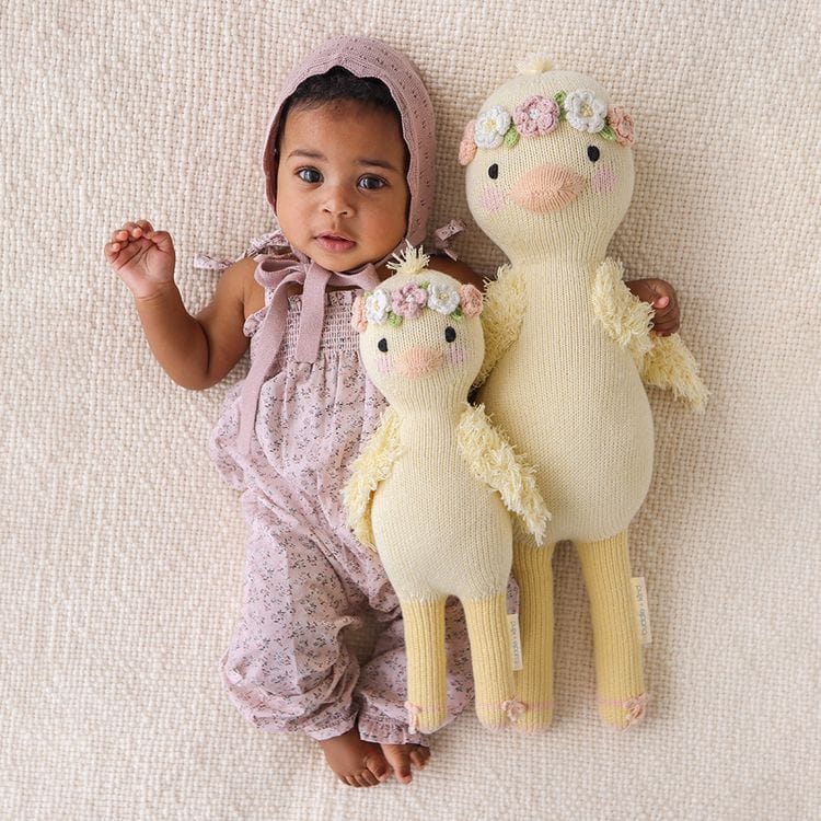 Little 13″ Flora the Duckling (With Flower Crown) Hand-Knit Doll - FAO Schwarz