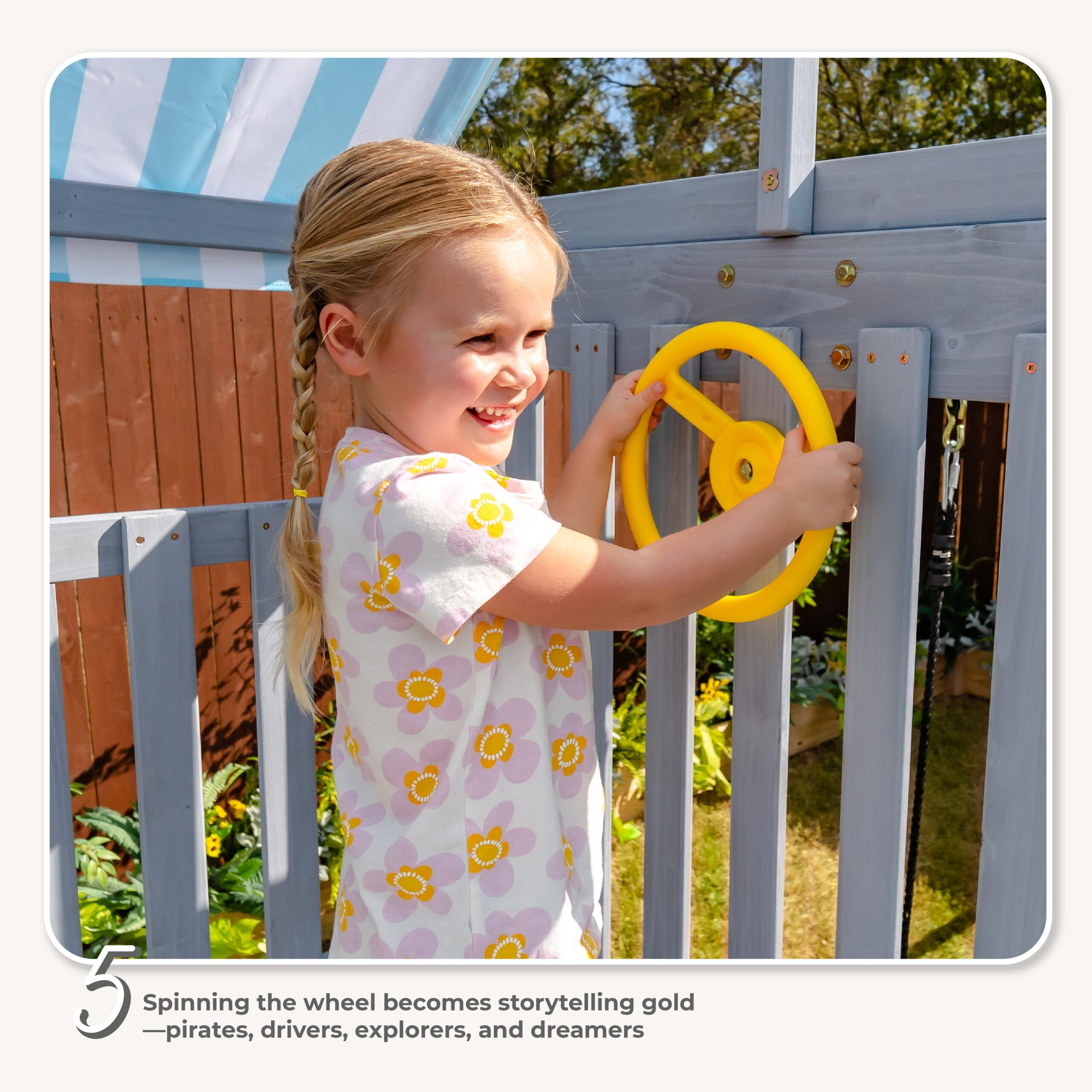 Laguna Wooden Swing Set with Slide & Rock Wall – Gray - FAO Schwarz