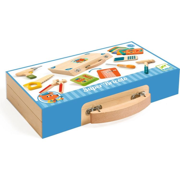 Super Bricolo Pretend Play Wooden Toolbox - FAO Schwarz