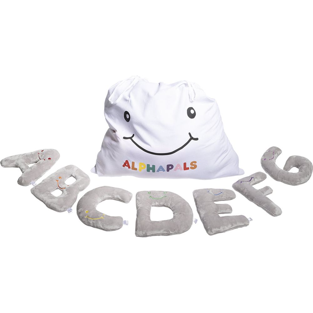 Alphabet Plush Set – Dove Grey Letters with White Drawstring Bag - FAO Schwarz