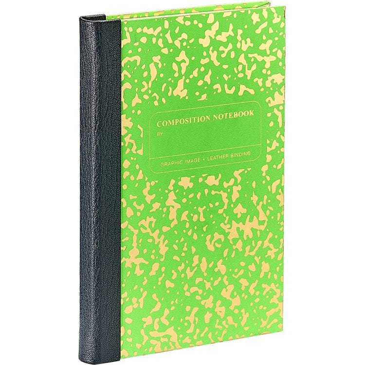 Composition Notebook in Neon Green/Gold Leather - FAO Schwarz