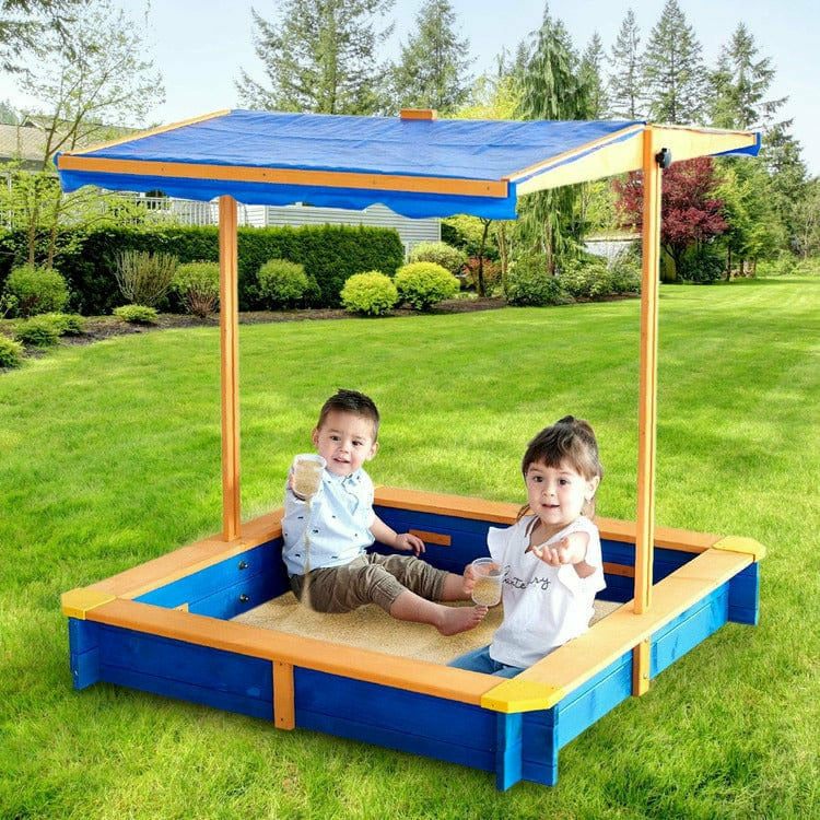 Outdoor Summer Sand Box – Wood / Blue - FAO Schwarz