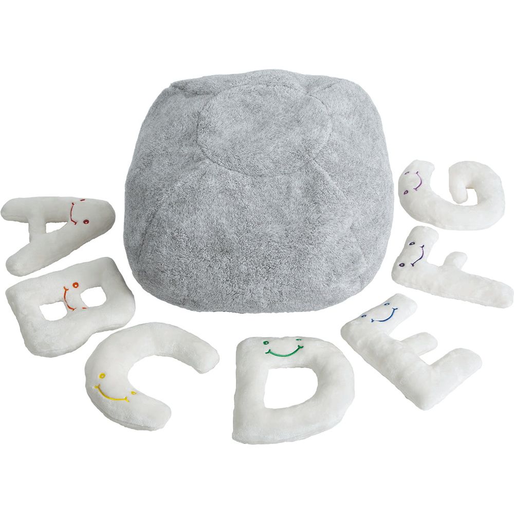 Alphabet Plush Set – Cream Letters with Light Grey Bag - FAO Schwarz