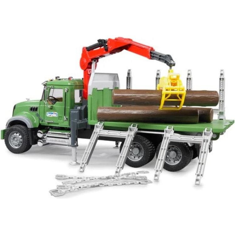 Mack Granite Timber Truck with Loading Crane & 3 Trunks - FAO Schwarz