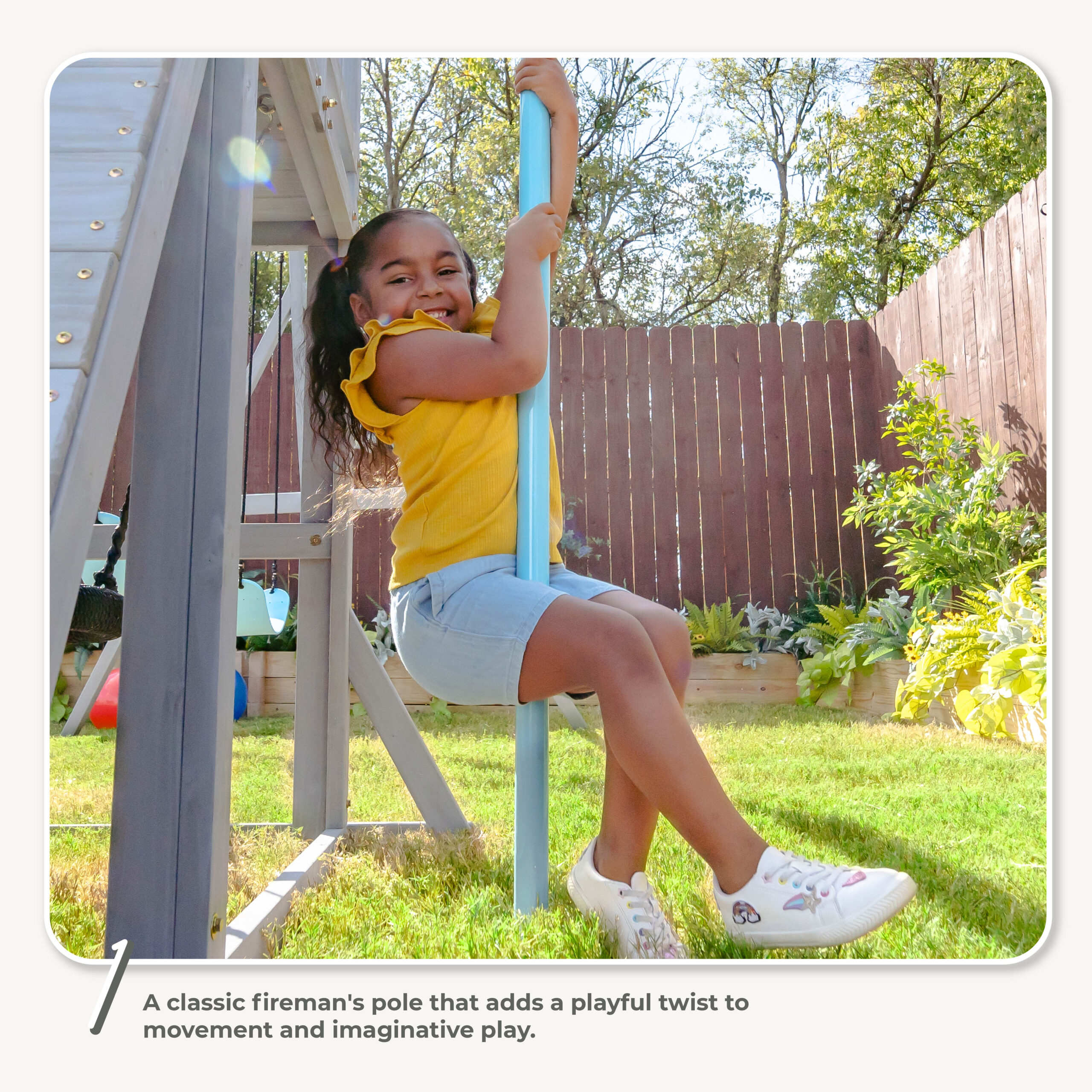 Laguna Wooden Swing Set with Slide & Rock Wall – Gray - FAO Schwarz