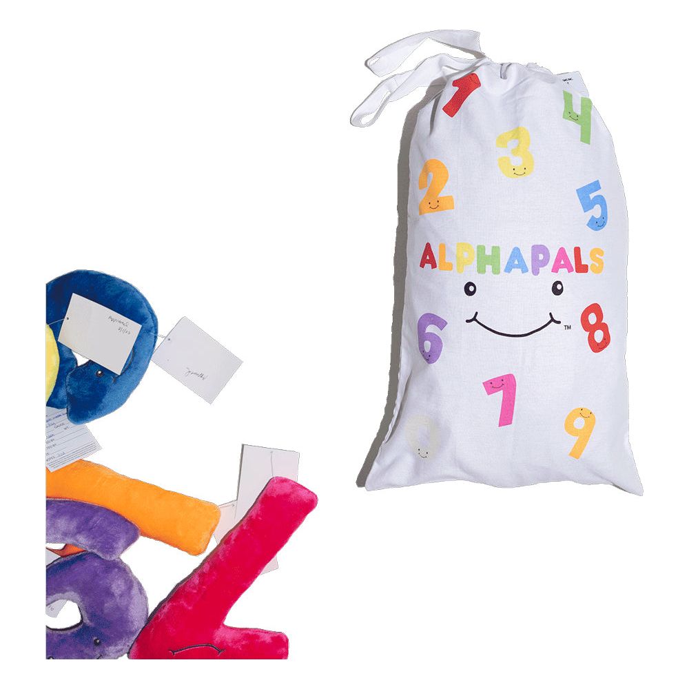 Numbers Plush Set – Rainbow Numbers with White Drawstring Bag - FAO Schwarz