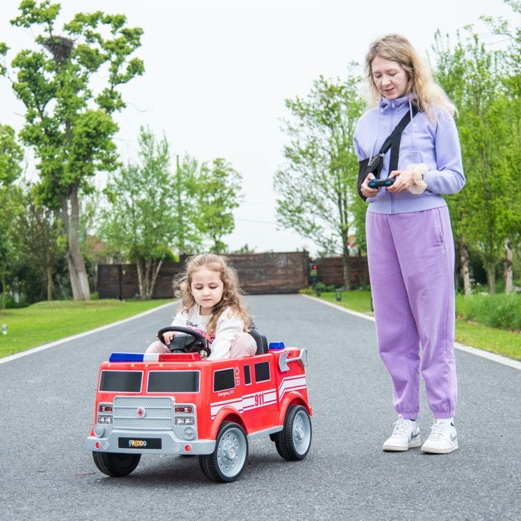 12V Freddo Firetruck 1-Seater Ride On - FAO Schwarz