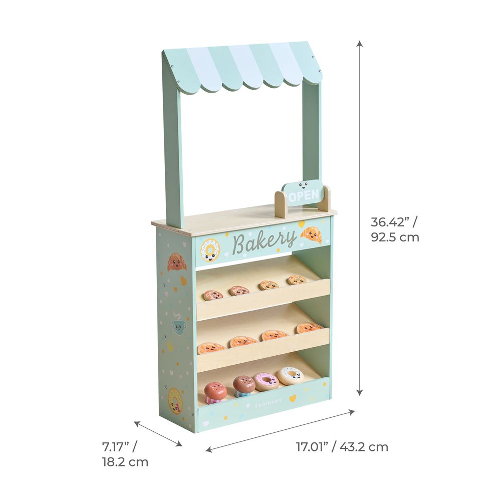 Jolly Pals Wooden Bakery Stand with 12 Pastry Pieces - FAO Schwarz