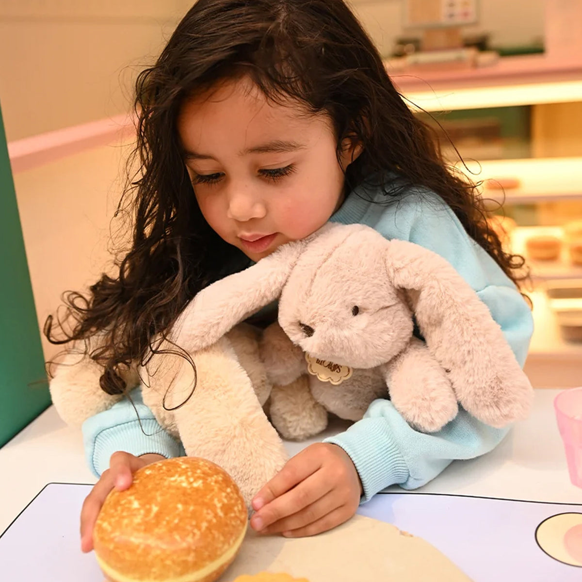 BT Chaps Bubbles Bunny ECO Pink Plush – 7″ - FAO Schwarz