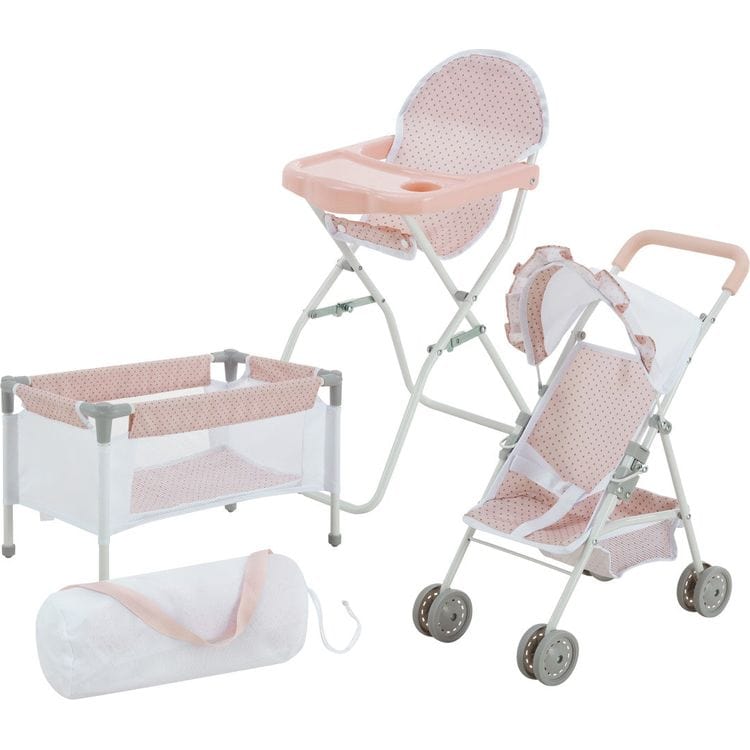 Olivia’s Little World Polka Dot Princess Baby Doll 3 Piece Nursery Set – Pink - FAO Schwarz